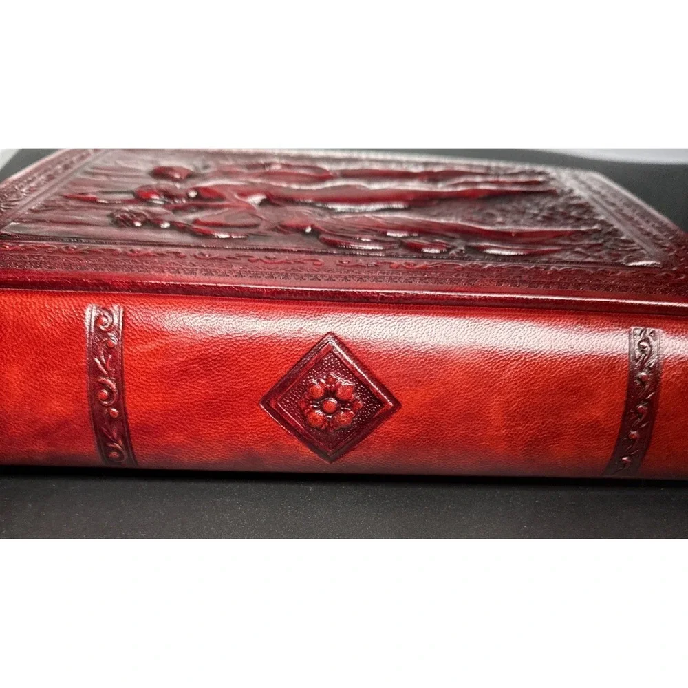 Vtg Three Graces Leather Journal Scrapbook Handmade in Italy 12 